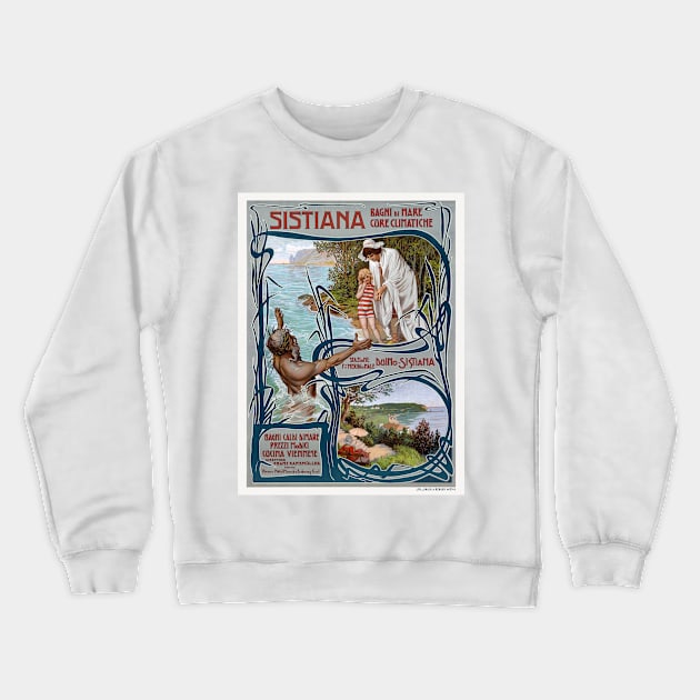 Sistiana Italy Vintage Travel Poster 1900 Crewneck Sweatshirt by vintagetreasure